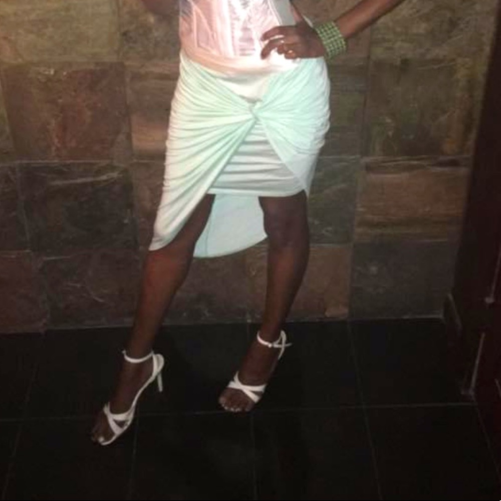 Sea foam green draped skirt